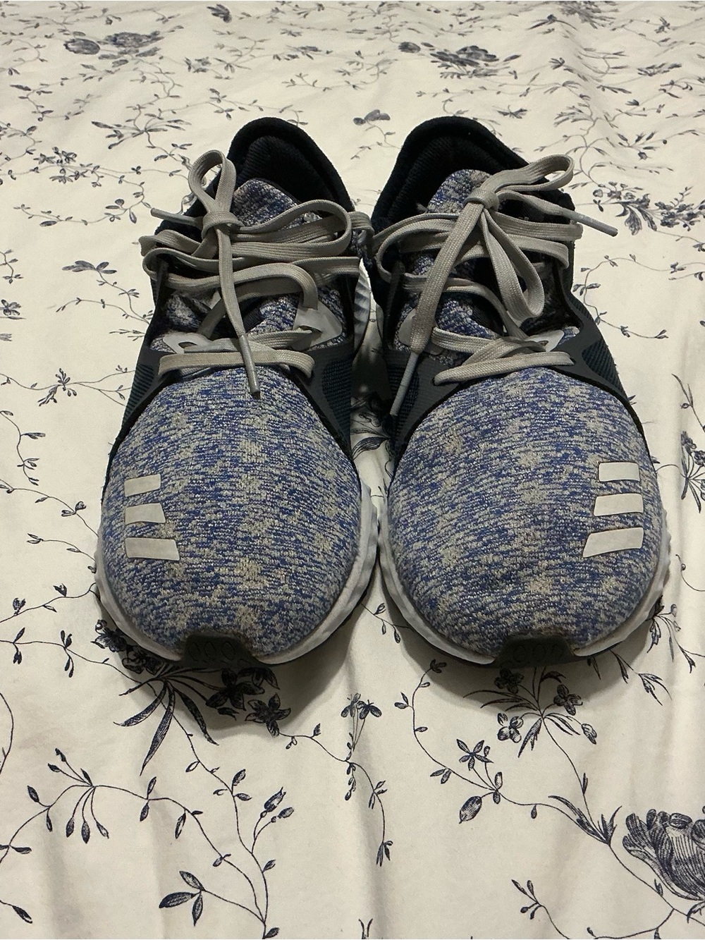 adidas Bounce Edge Lux Blue and White Knit Sneakers